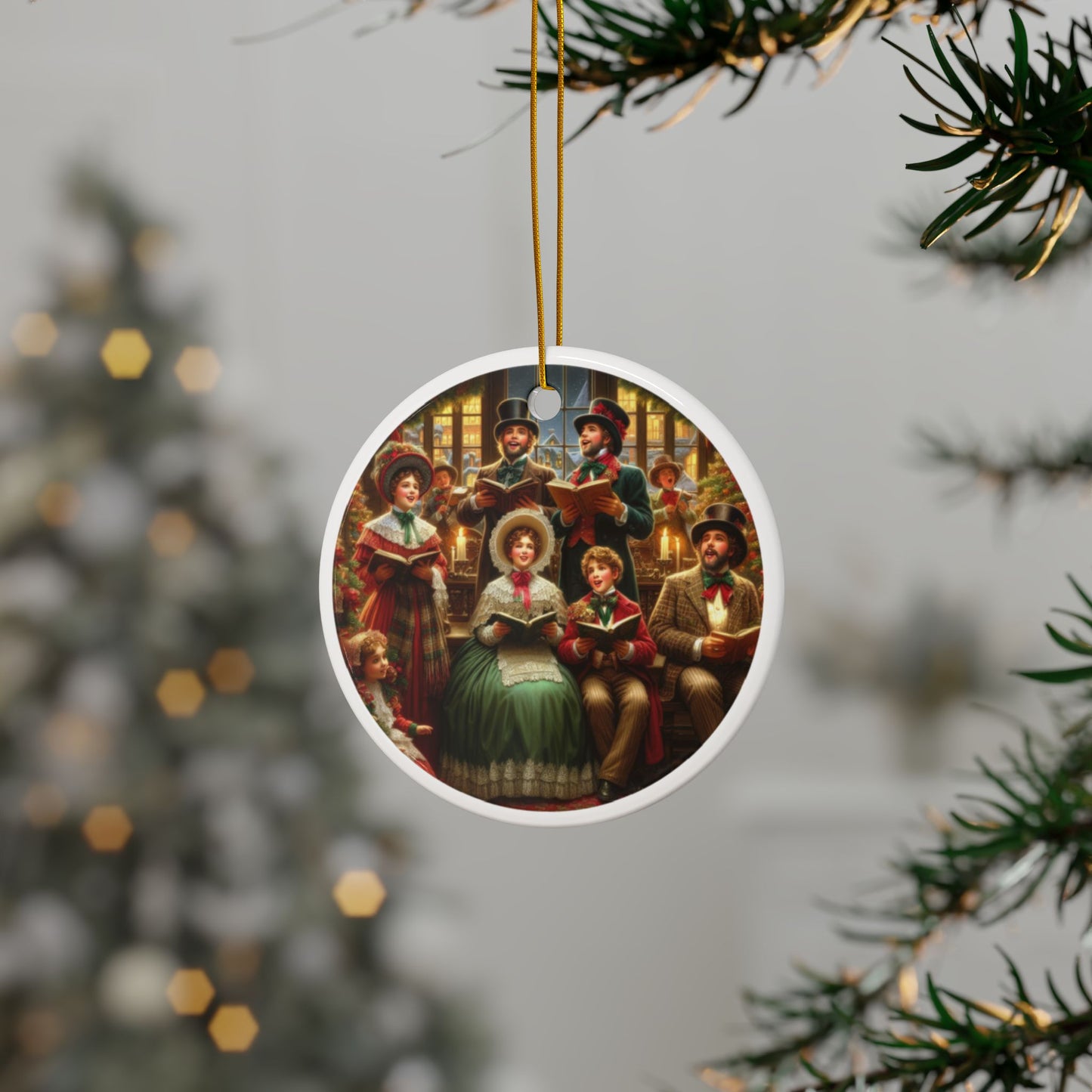 Melodies of Christmas Cheer Christmas Ceramic Ornaments, 2-Side Print, (1pc, 3pcs, 5pcs, 10pcs)