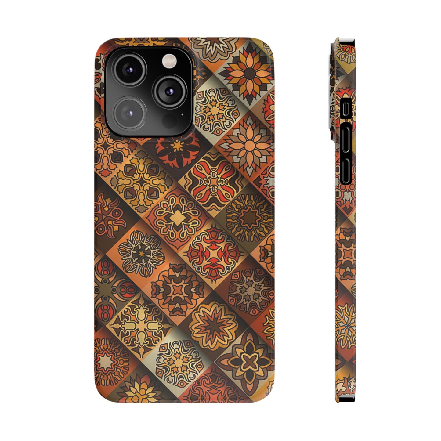 Aztec Geometric Slim Case, Boho Orange