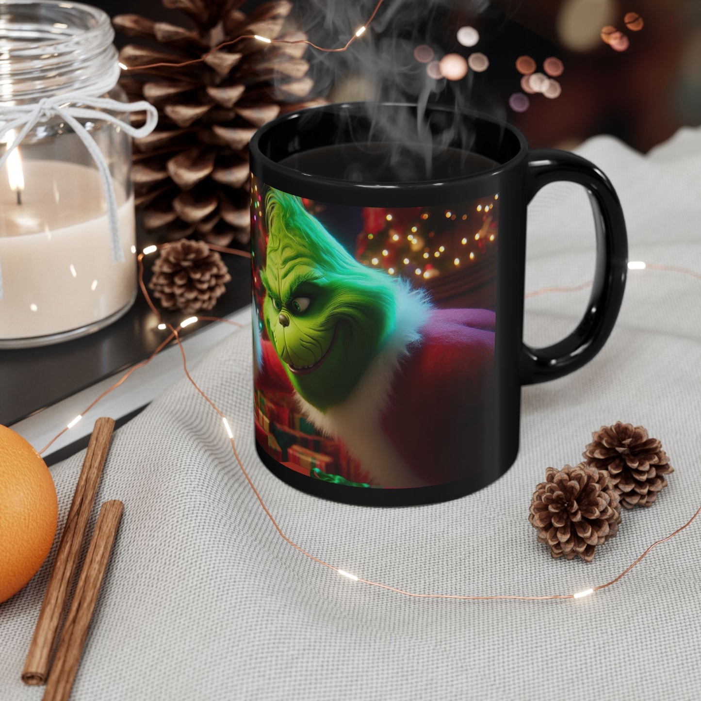 Sneaky Santa Black Mug - 11oz, 15oz