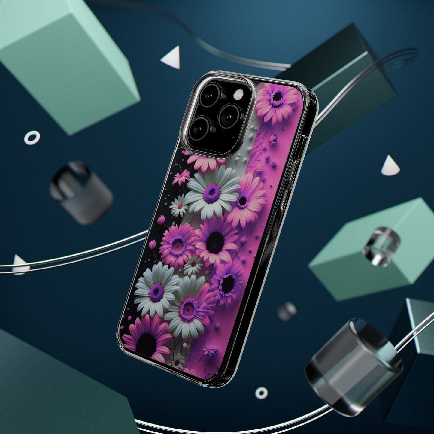 Floral Clear Phone Case – Pink Flower Design