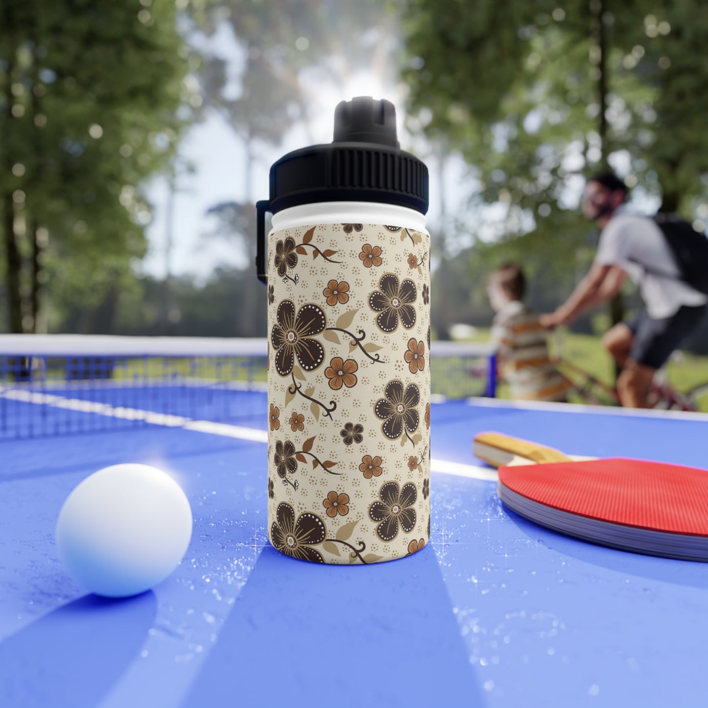 Timeless Elegance Stainless Steel Water Bottle, Sports Lid / Beige