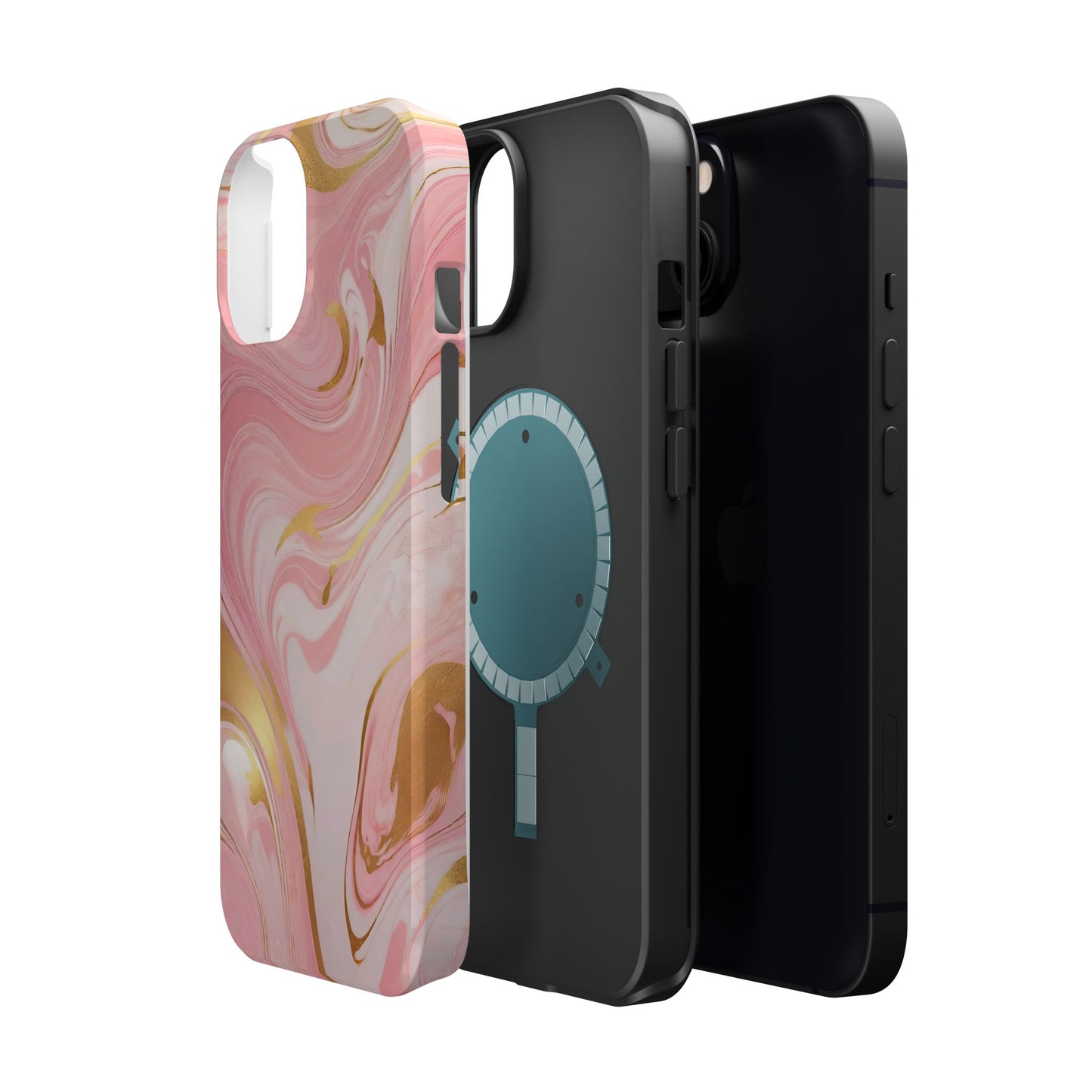 Stylish Magnetic Phone Case, Pink Marble Protective Cover