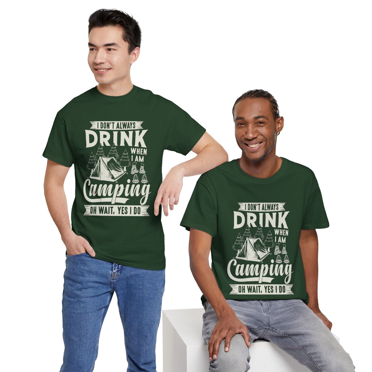 Camping Drinking Unisex Heavy Cotton Tee - Perfect Gift for Outdoor Enthusiasts