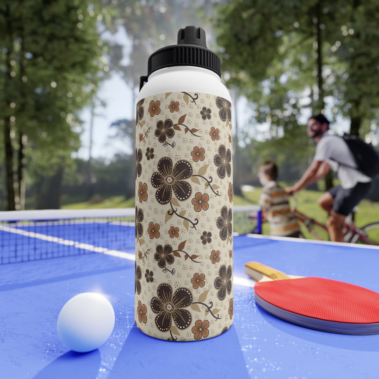 Timeless Elegance Stainless Steel Water Bottle, Sports Lid / Beige