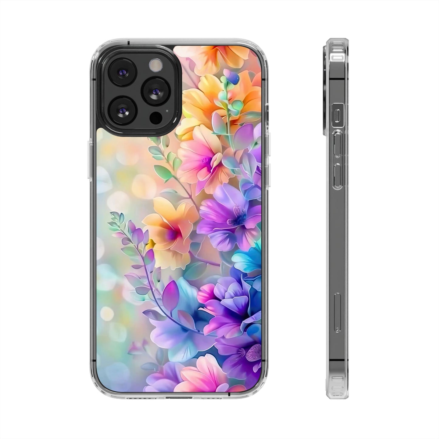 Floral Clear Phone Case -  Colorful Spring Design