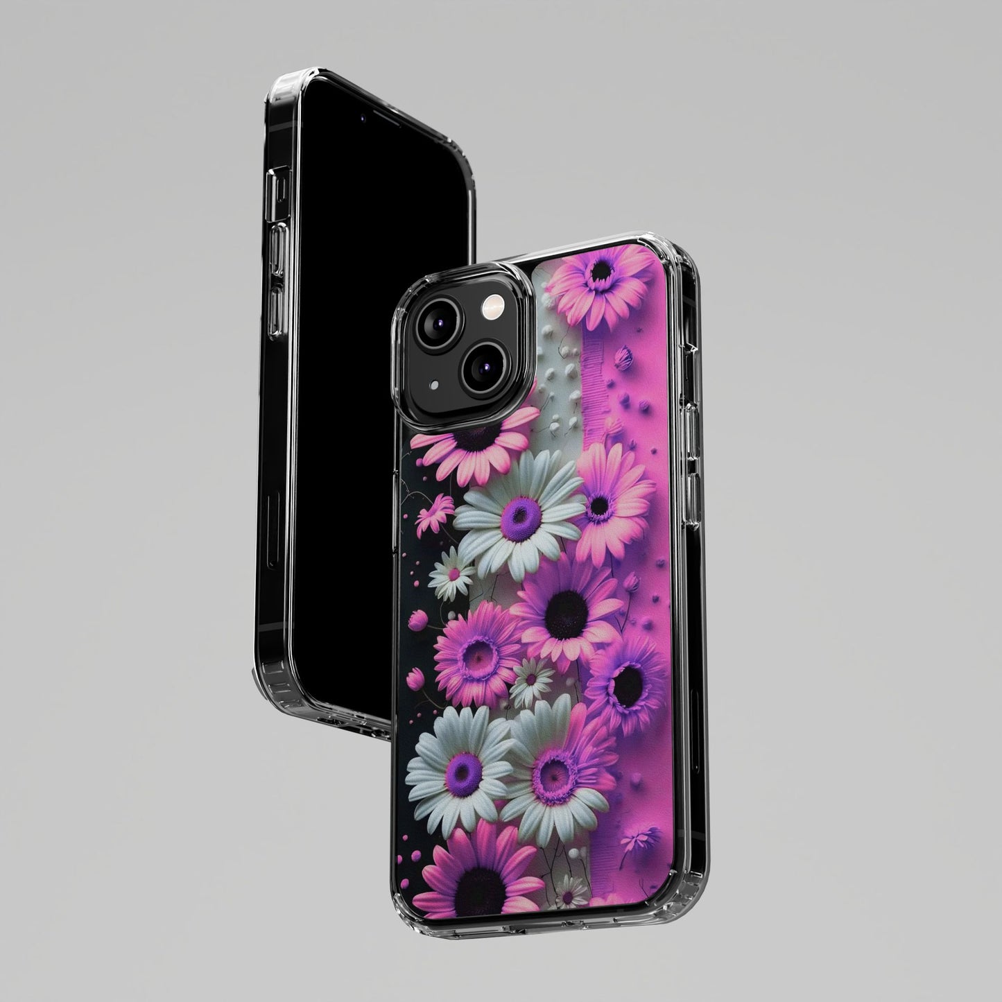 Floral Clear Phone Case – Pink Flower Design