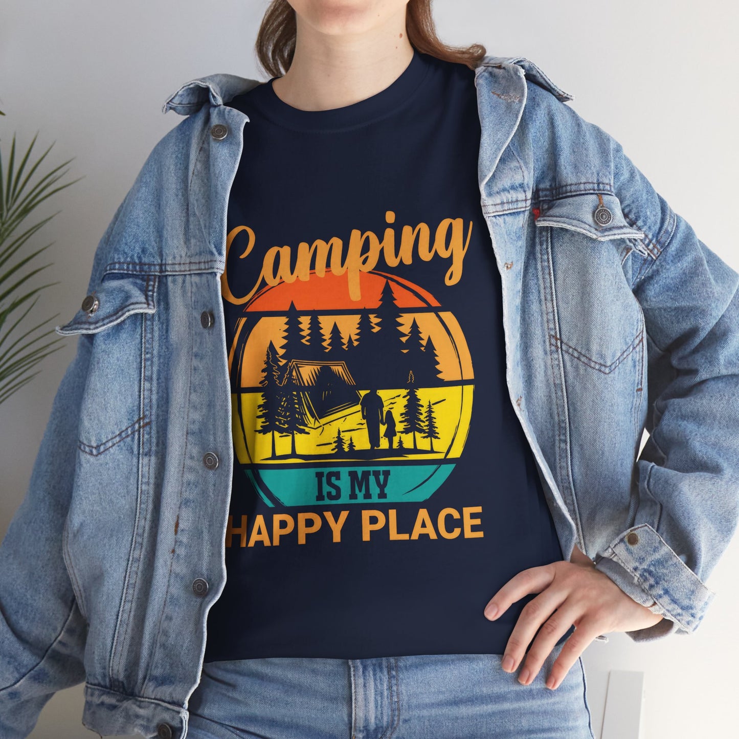 Camping Is My Happy Place Unisex Heavy Cotton Tee