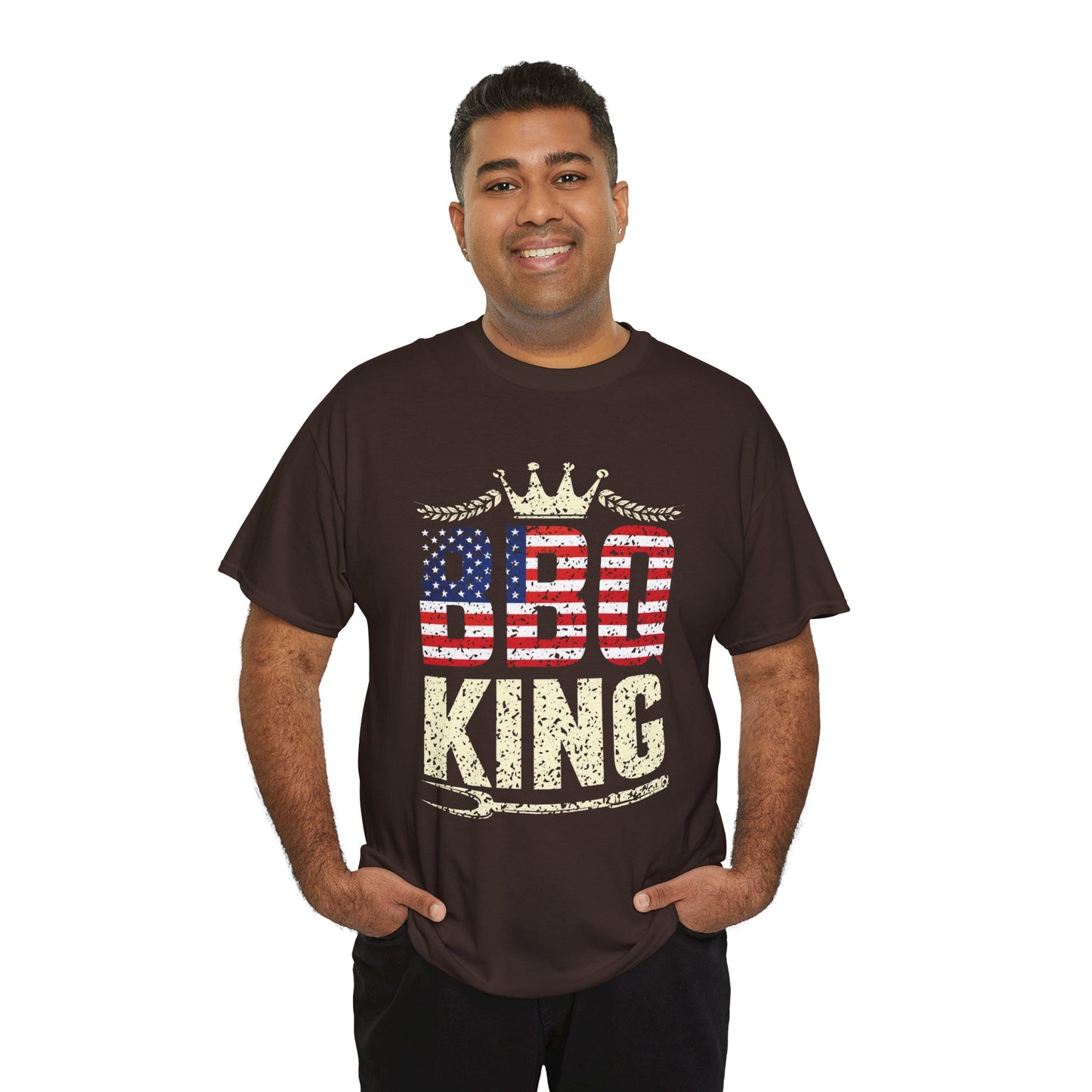 BBQ King Unisex Heavy Cotton Tee - Patriotic Grilling Shirt for Summer Celebrations