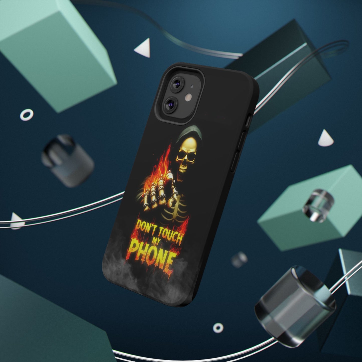 Skull Design Impact-Resistant iPhone Case, Don't Touch My Phone