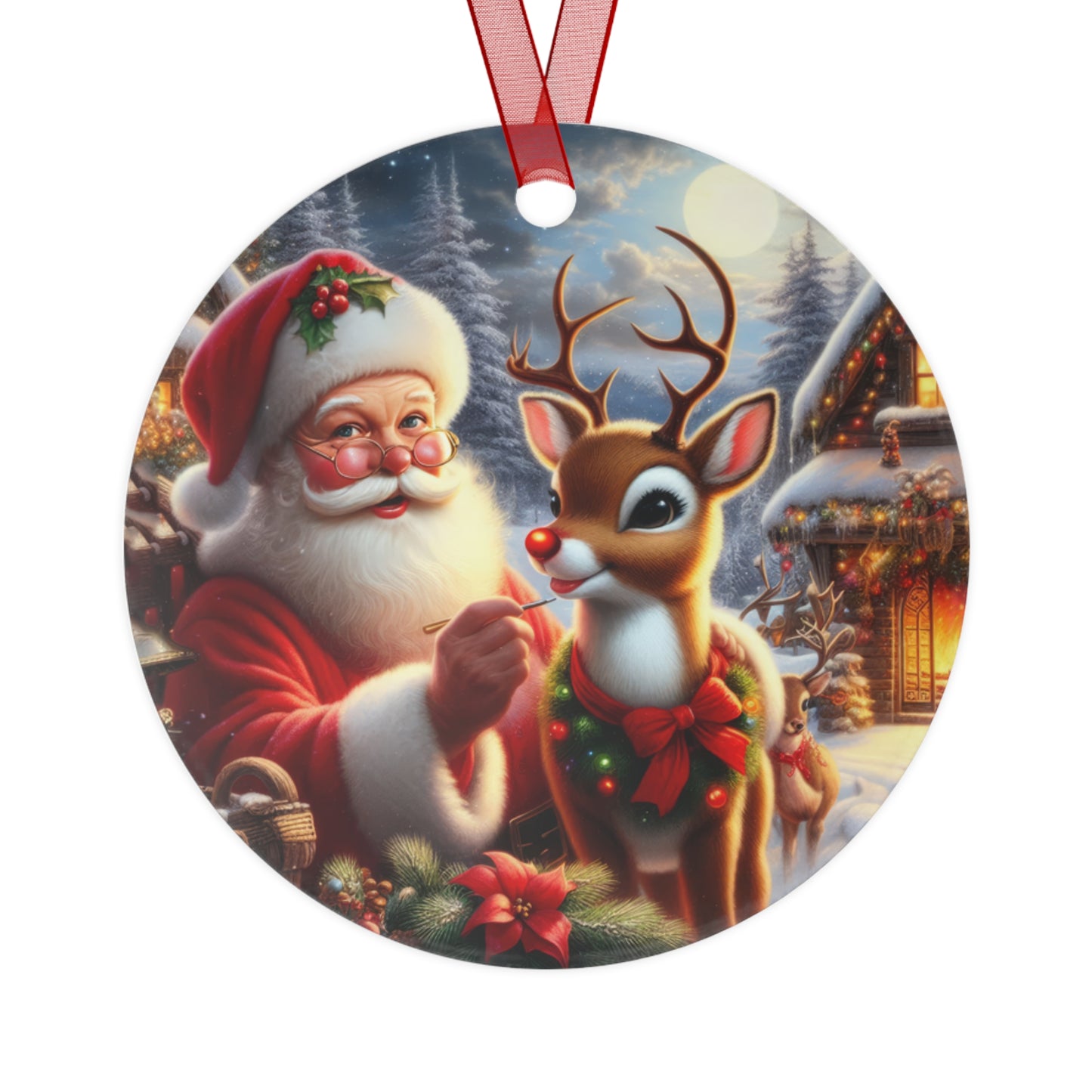 Rudolph’s Radiant Christmas Metal Ornaments, 2-Side Print