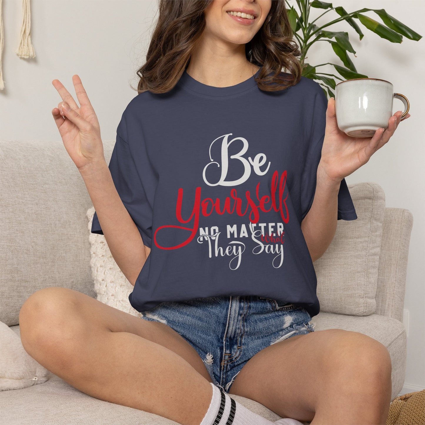 Be Yourself Unisex Garment-Dyed T-Shirt - Motivational Quote Tee