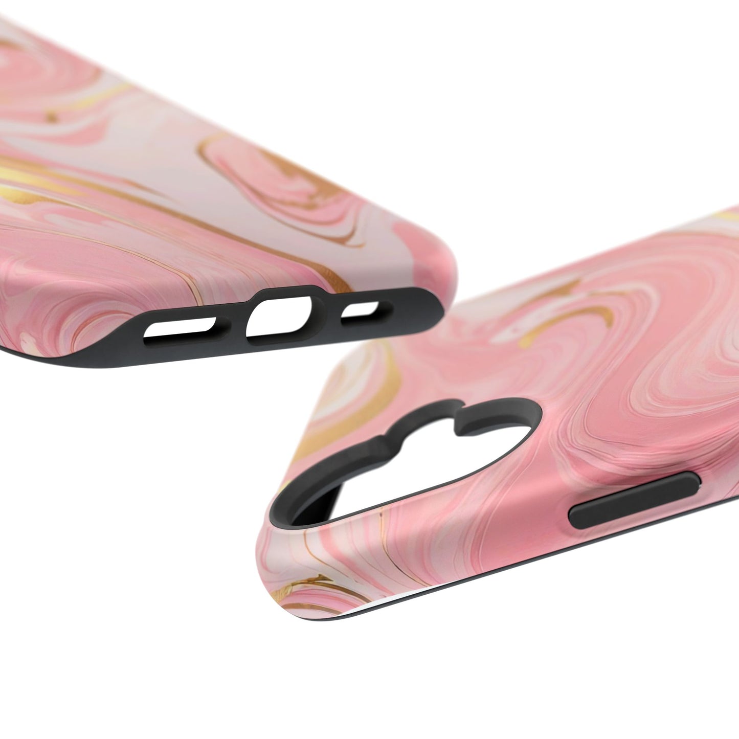 Stylish Magnetic Phone Case, Pink Marble Protective Cover