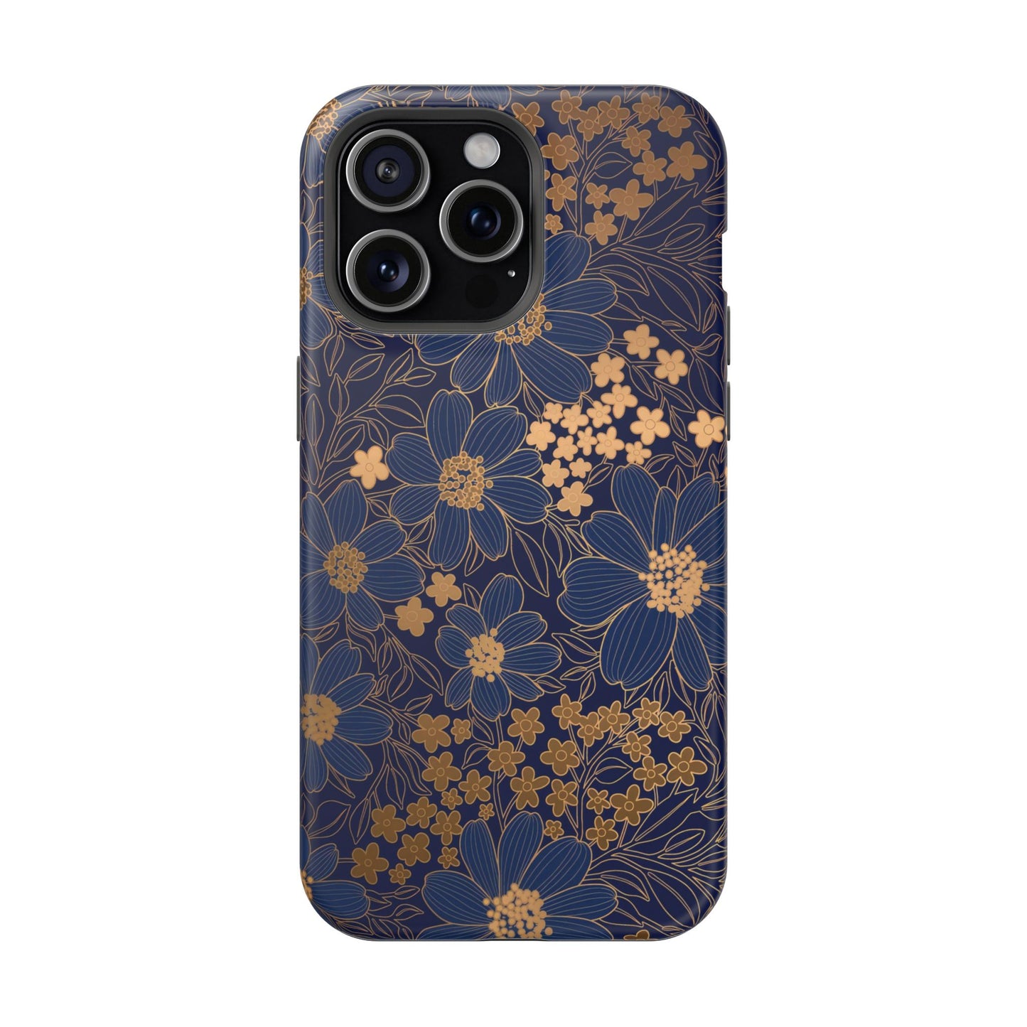 Luxury Serial Magnetic Phone Case, Golden Floral