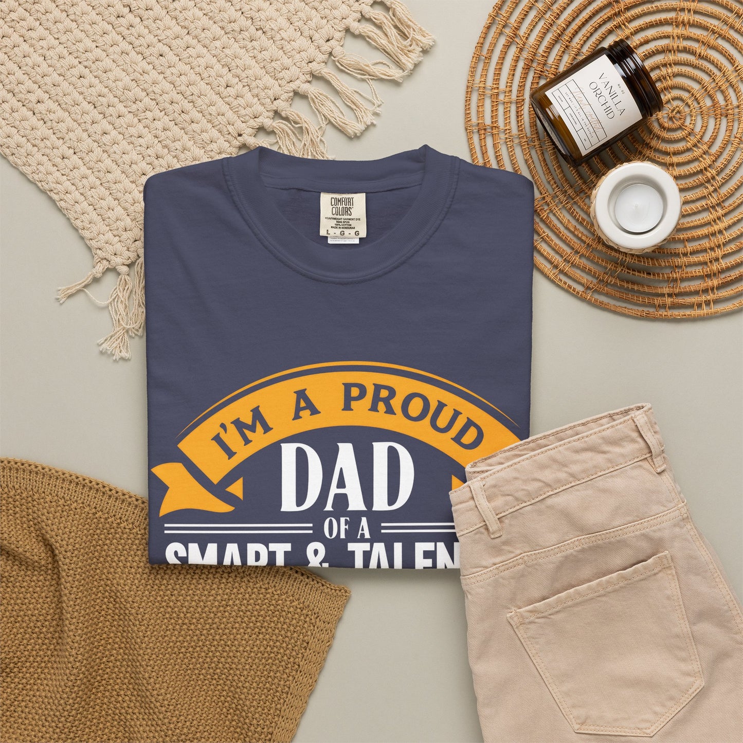 Proud Dad of a daughter T-Shirt - Garment-Dyed Tee for Father's Day