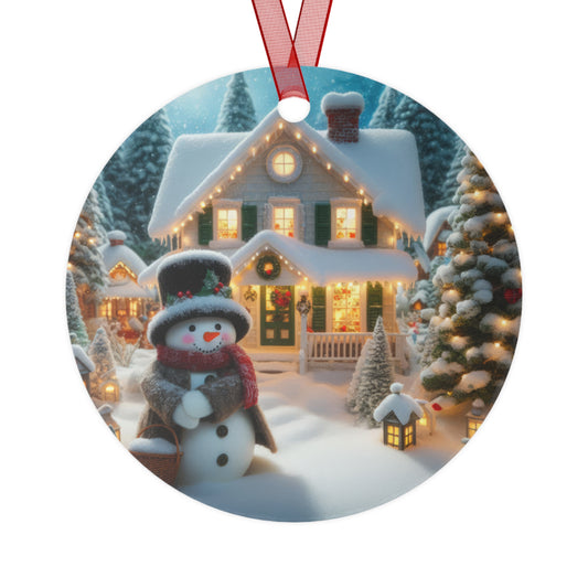 Snowman’s Holiday Warmth Metal Ornaments, 2-Side Print