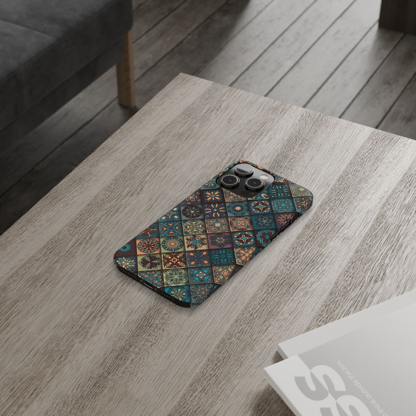 Aztec Geometric Slim Cases, Boho Blue