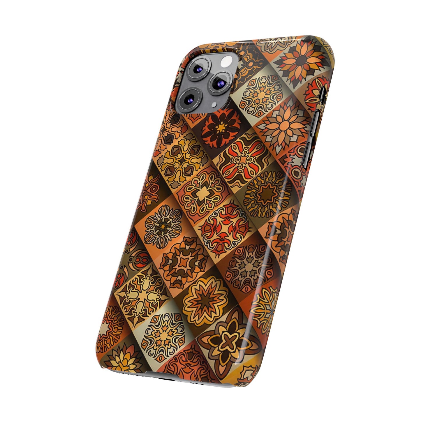 Aztec Geometric Slim Case, Boho Orange