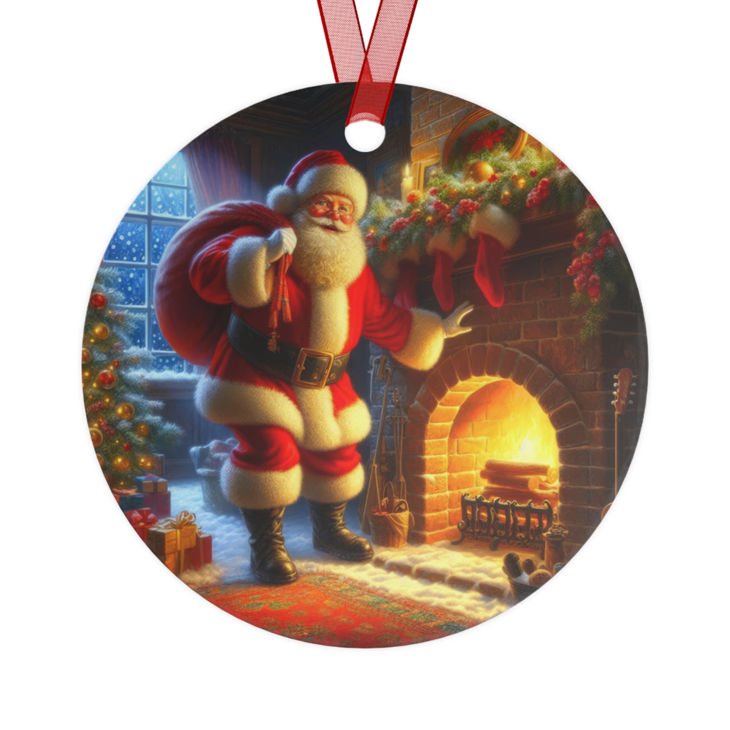 Santa’s Arrival Metal Ornaments, 2-Side Print