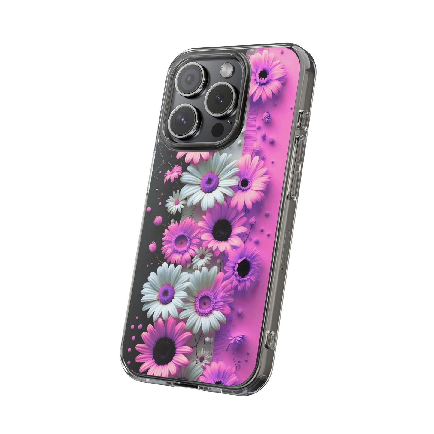 Floral Clear Phone Case – Pink Flower Design