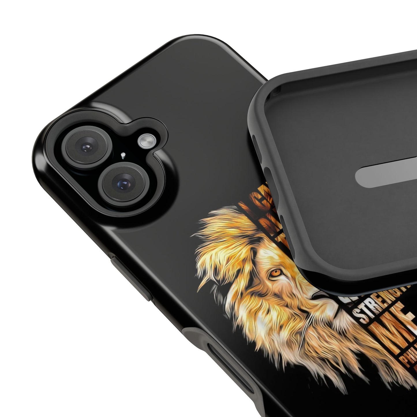 Inspirational Lion Magnetic iPhone Case, Strength & Faith, Christian Accessories