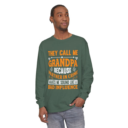 Grandpa Partner in Crime Long Sleeve T-Shirt, Funny Gift for Grandpa