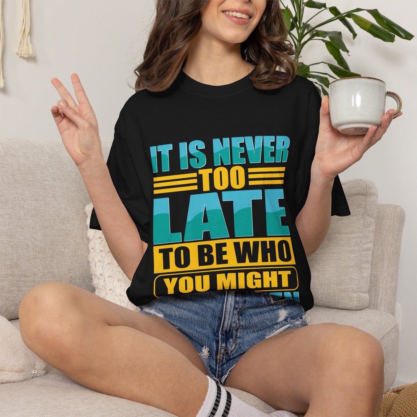 Inspirational Unisex Garment-Dyed T-Shirt - 'It Is Never Too Late'