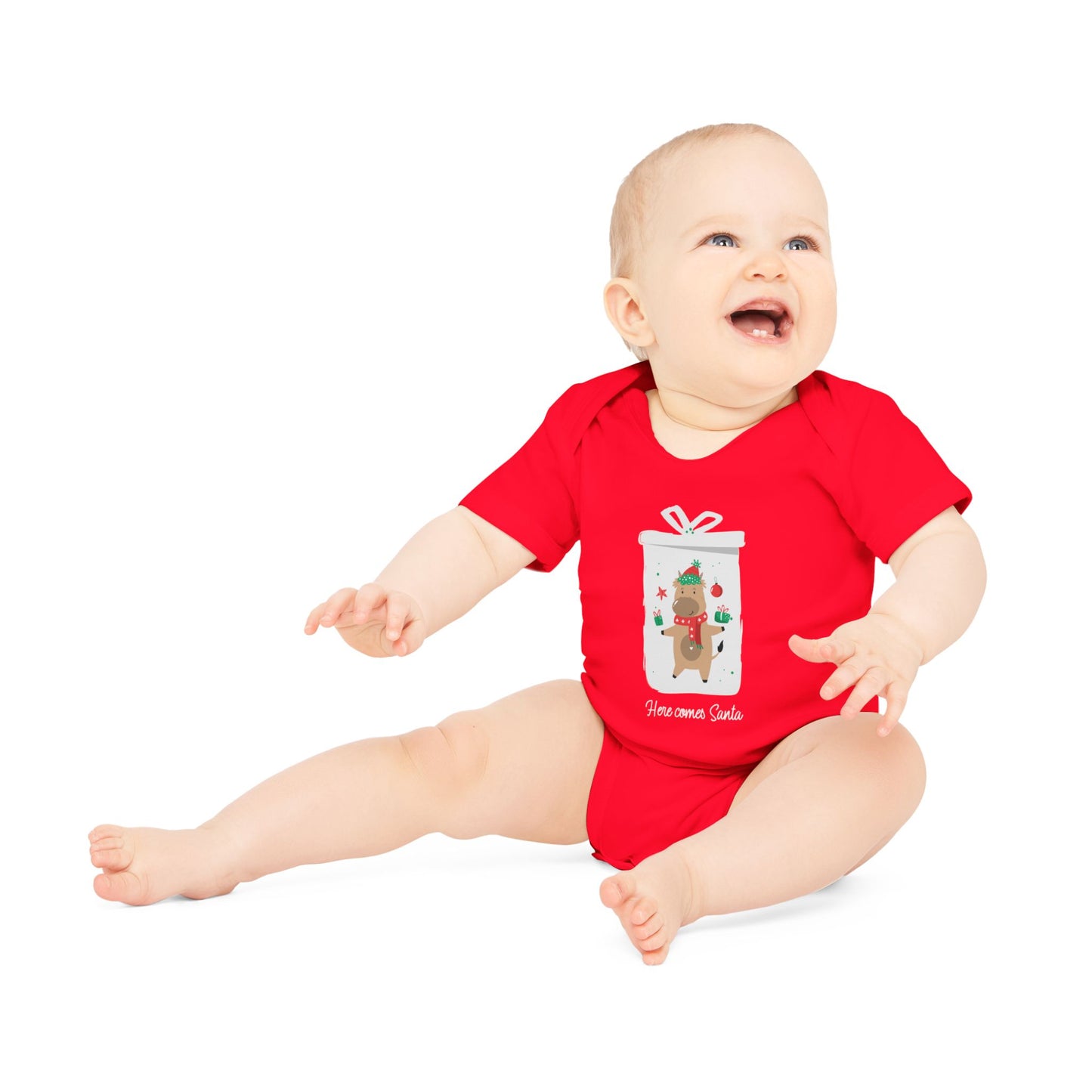 Here Comes Santa Baby Organic Short Sleeve Bodysuit