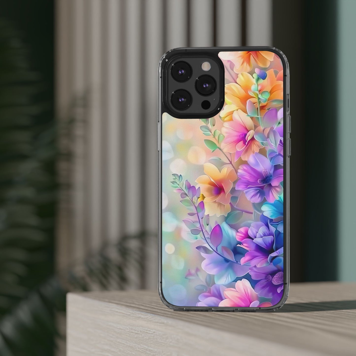 Floral Clear Phone Case -  Colorful Spring Design