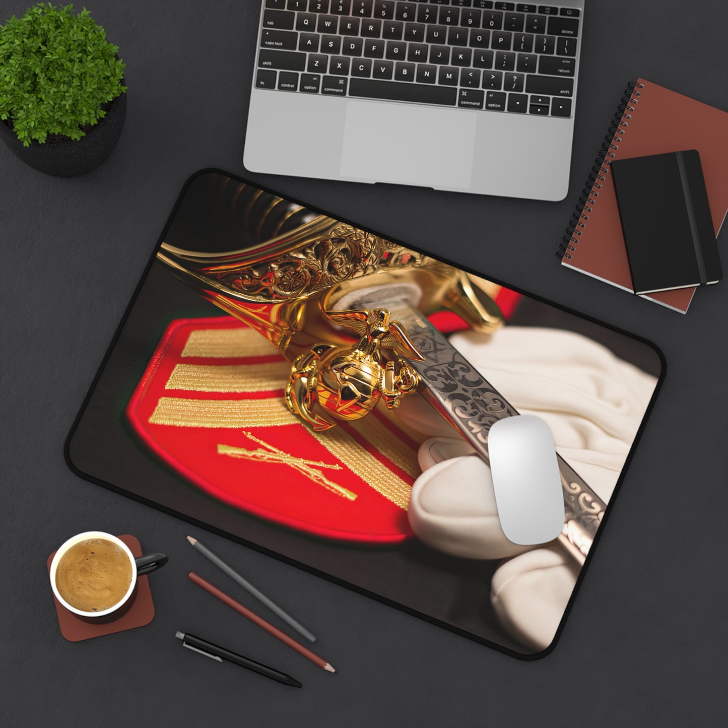 Sleek Military-Themed Desk Mat, Marine Corps Inspired Design