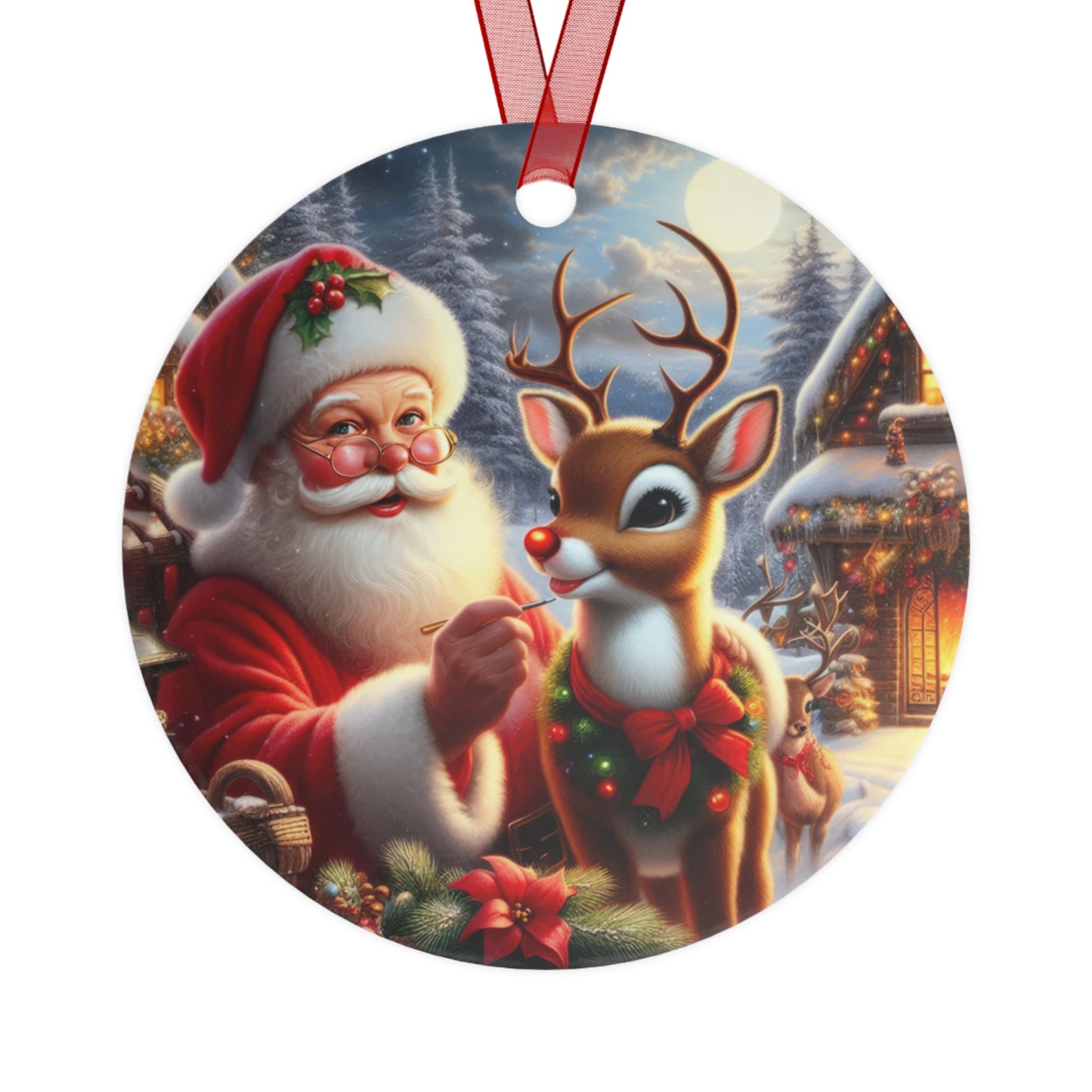 Rudolph’s Radiant Christmas Metal Ornaments, 2-Side Print