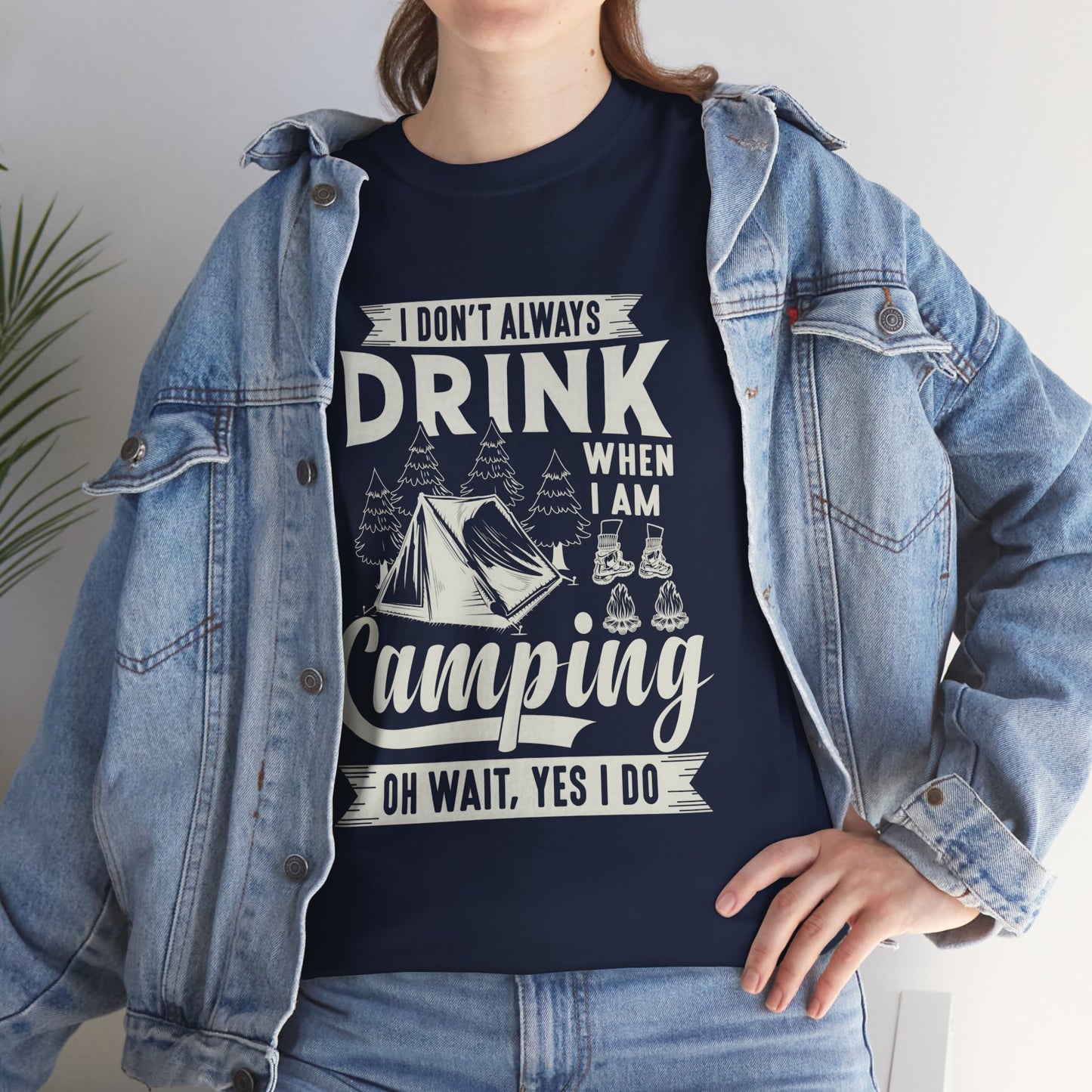 Camping Drinking Unisex Heavy Cotton Tee - Perfect Gift for Outdoor Enthusiasts