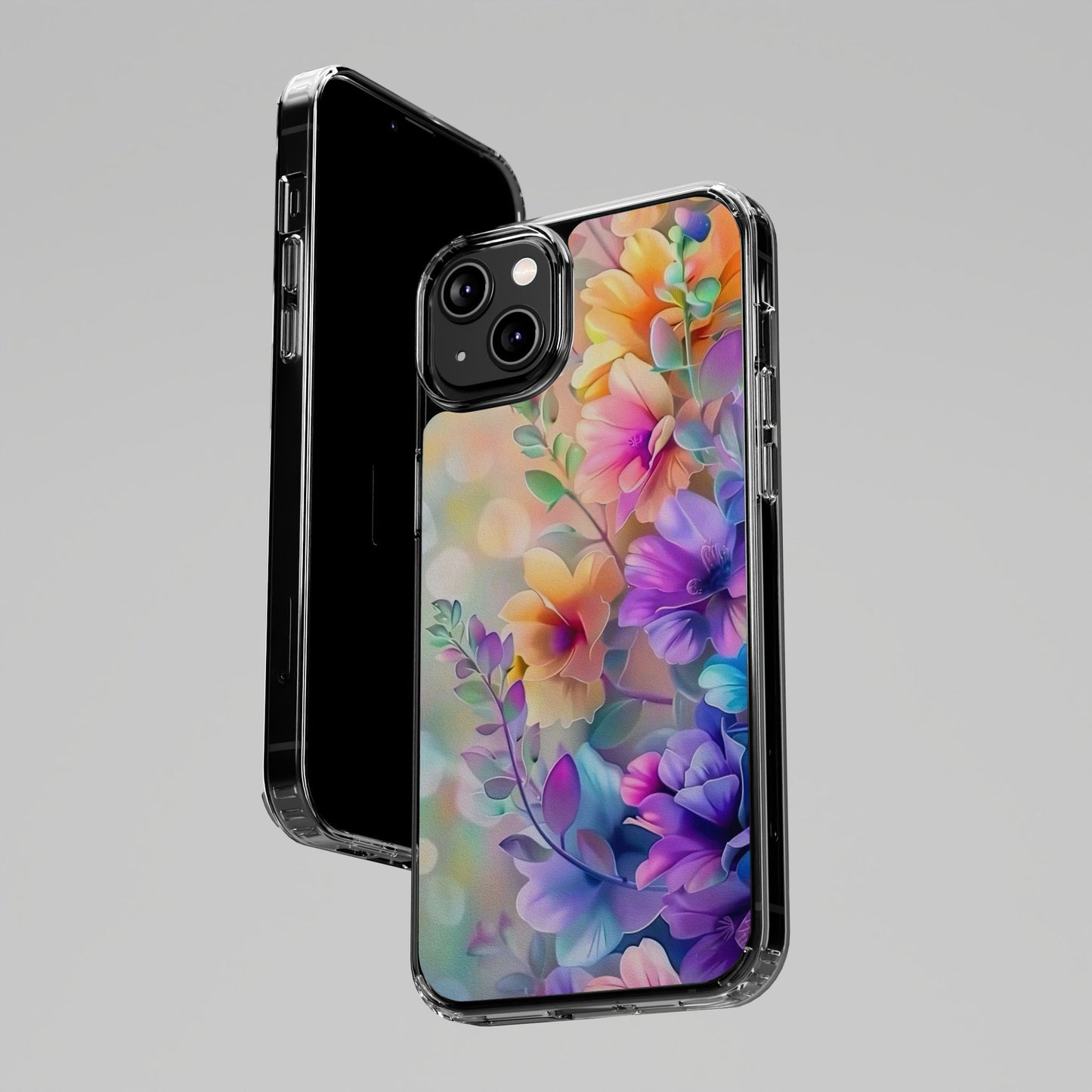 Floral Clear Phone Case -  Colorful Spring Design