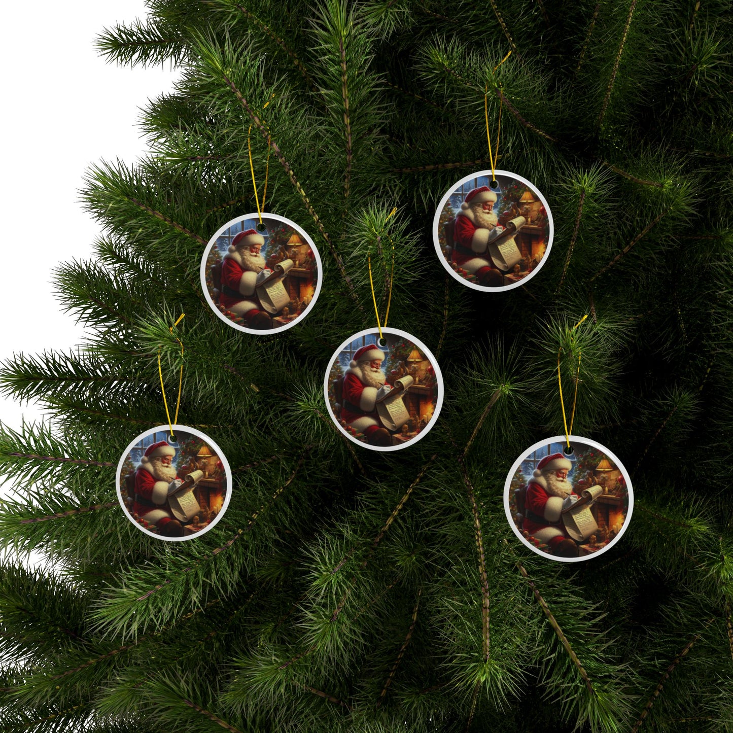 The Naughty or Nice Review Christmas Ceramic Ornaments, 2-Side Print, (1pc, 3pcs, 5pcs, 10pcs)