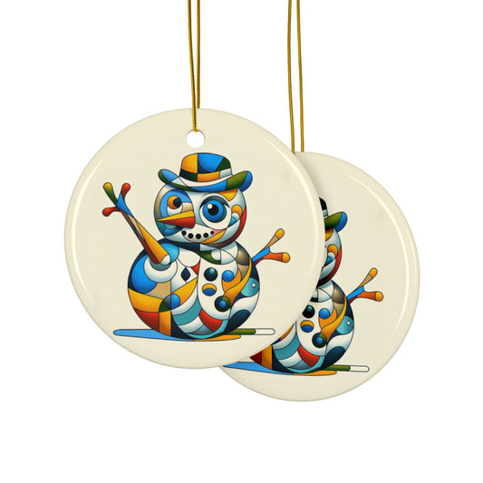 Winter's Icy Muse Abstract Christmas Ceramic Ornaments (1pcs, 3pcs, 5pcs, 10pcs)  2-Side Print