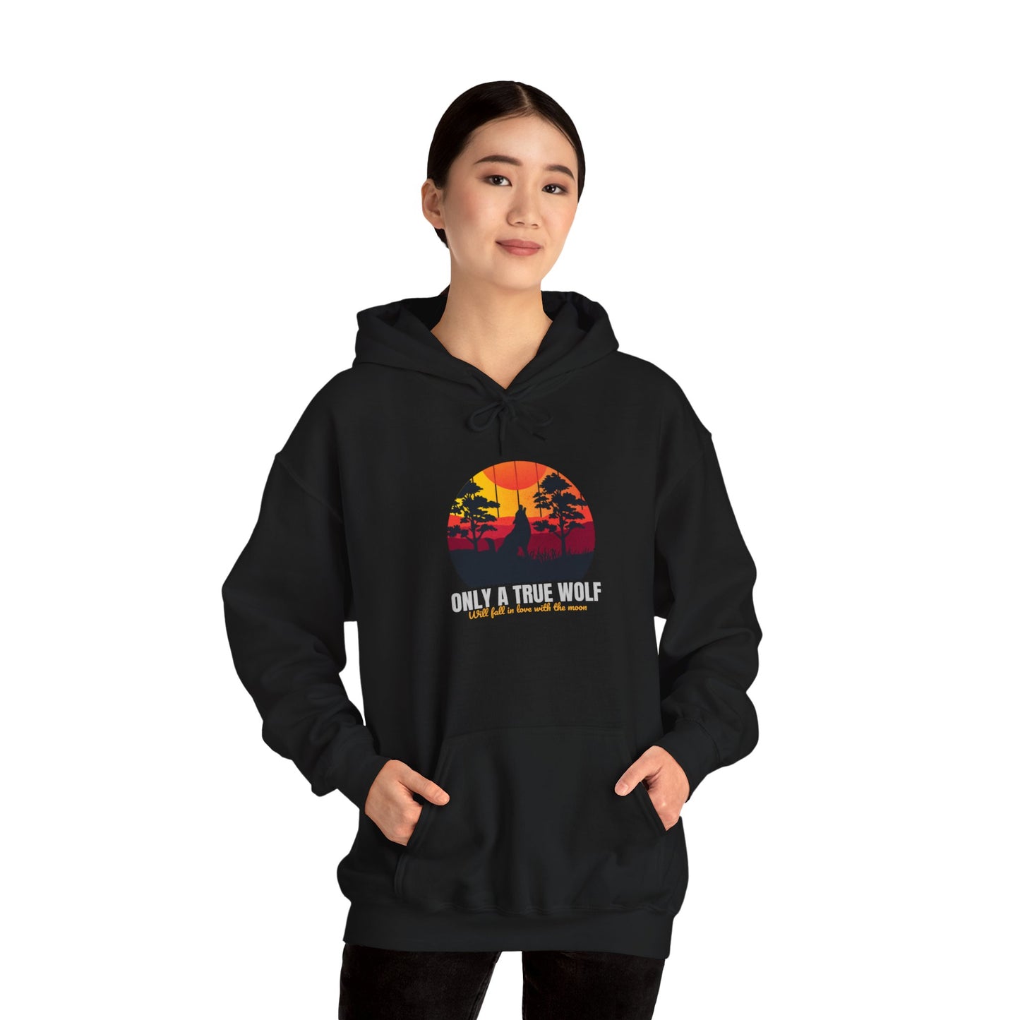 Only A True  Wolf Unisex Heavy Blend™ Hooded Sweatshirt