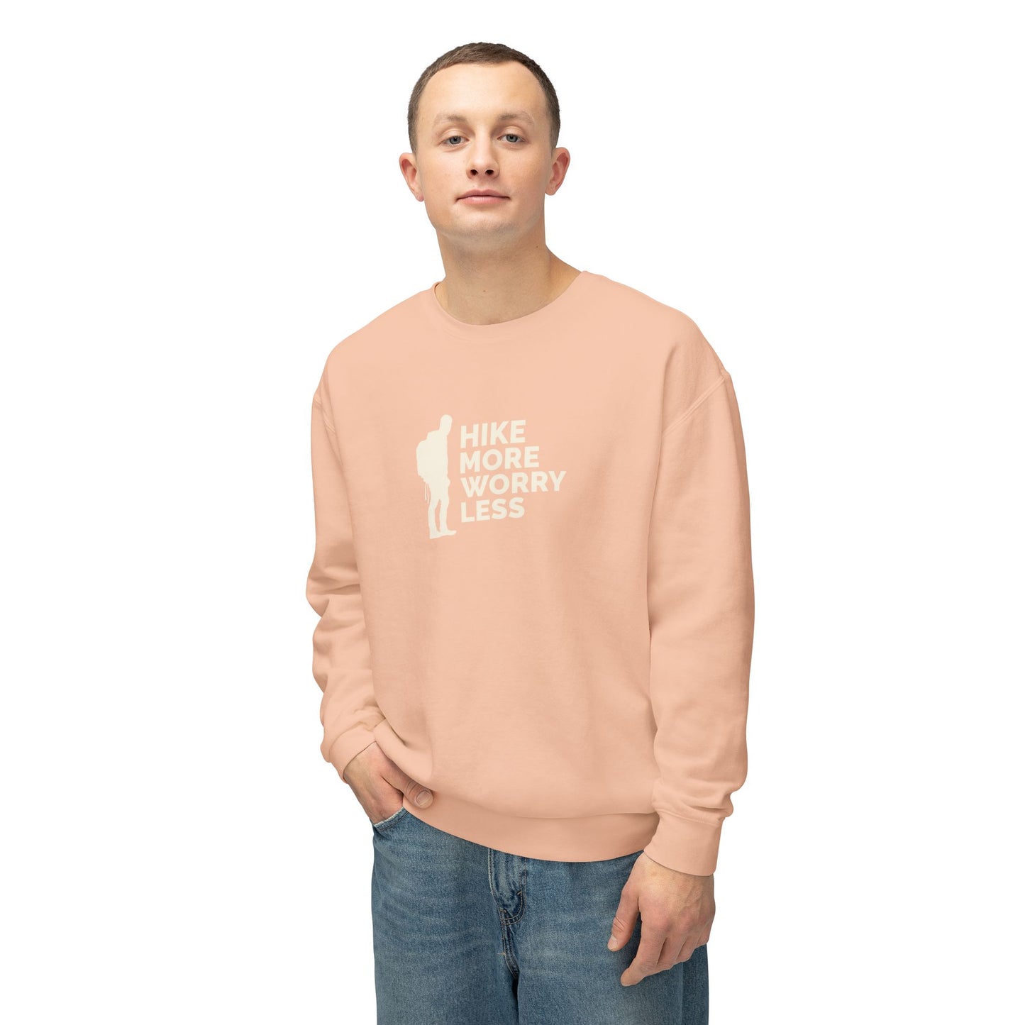 Hike More Worry Less Unisex Lightweight Crewneck Sweatshirt