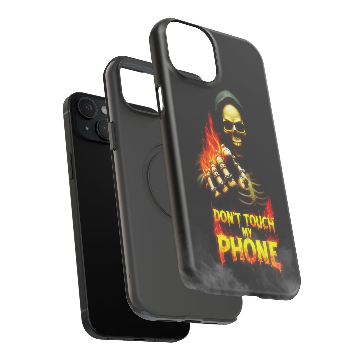 Skull Design Impact-Resistant iPhone Case, Don't Touch My Phone