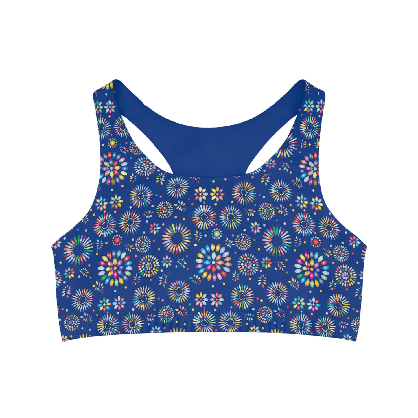 Vibrant Vibes Seamless Sports Bra (AOP) / Blue