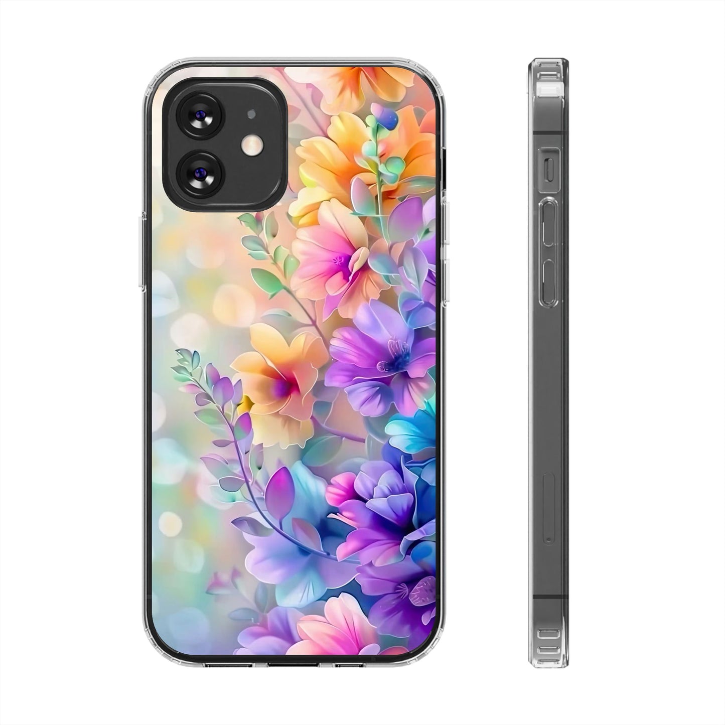 Floral Clear Phone Case -  Colorful Spring Design