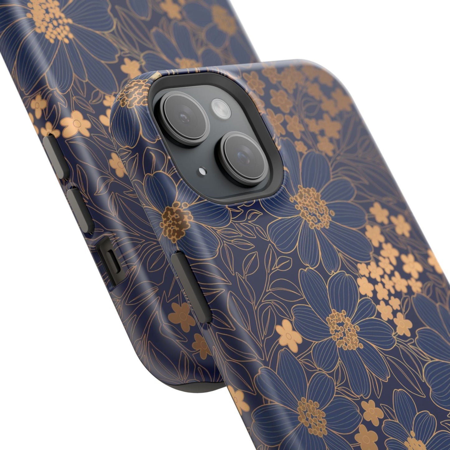 Luxury Serial Magnetic Phone Case, Golden Floral