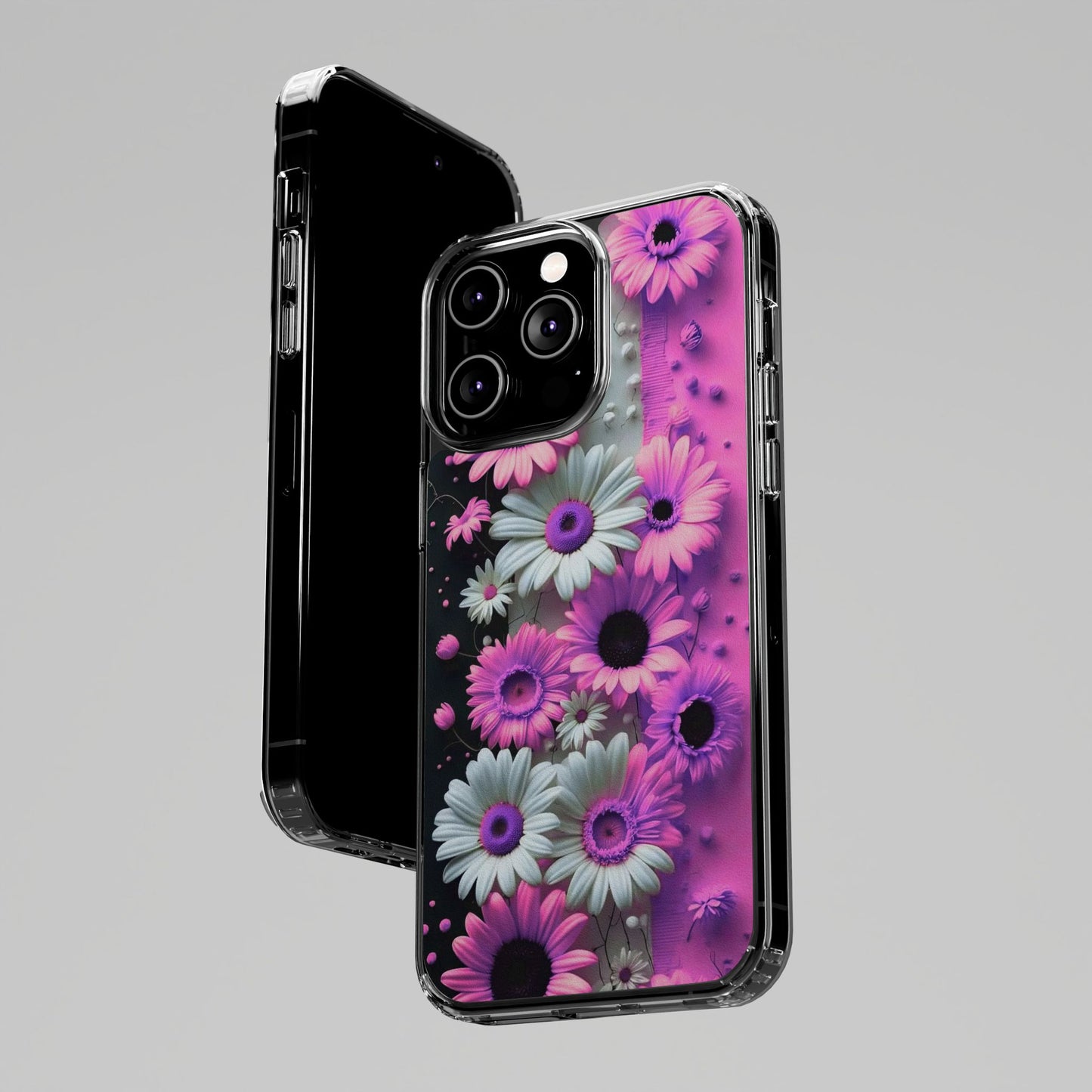 Floral Clear Phone Case – Pink Flower Design
