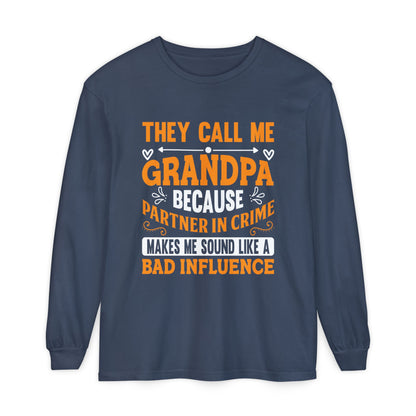 Grandpa Partner in Crime Long Sleeve T-Shirt, Funny Gift for Grandpa