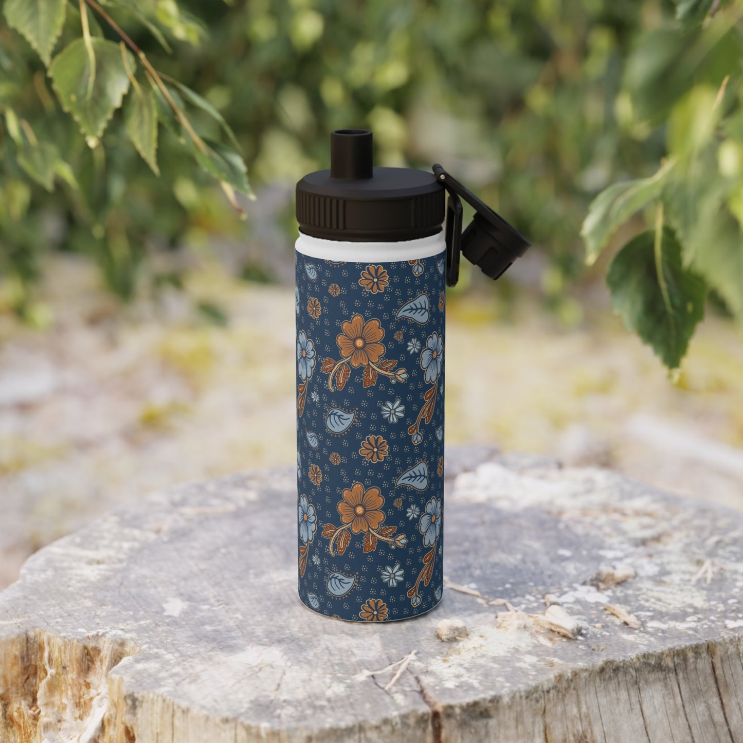 Timeless Elegance Stainless Steel Water Bottle, Sports Lid / Dark Blue