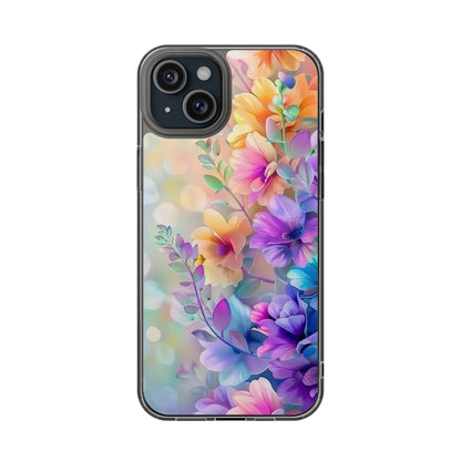 Floral Clear Phone Case -  Colorful Spring Design