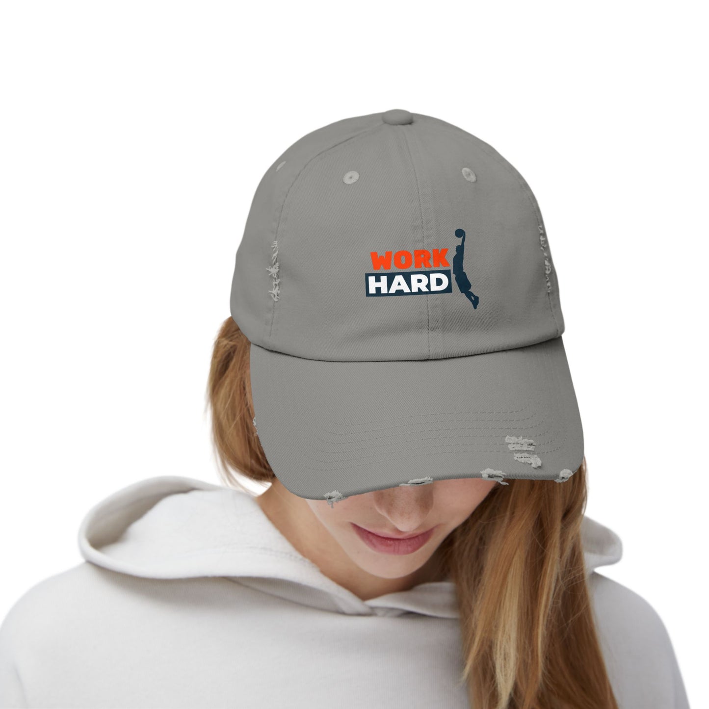 Work Hard Unisex Distressed Cap