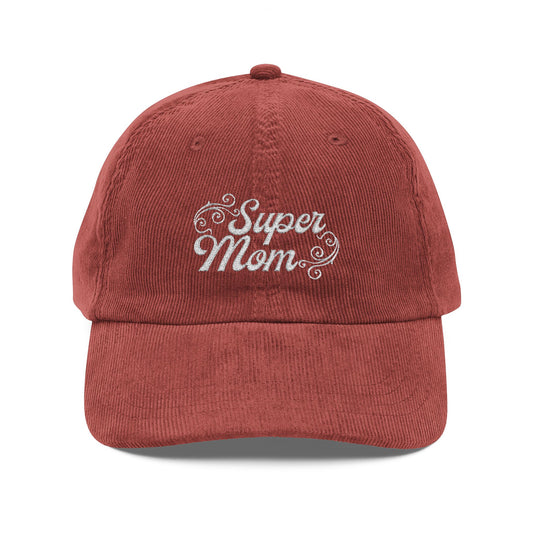 Super Mom Vintage Corduroy Cap / Embroidered