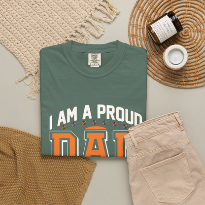Proud Dad of a son T-Shirt - Garment-Dyed Tee for Father's Day