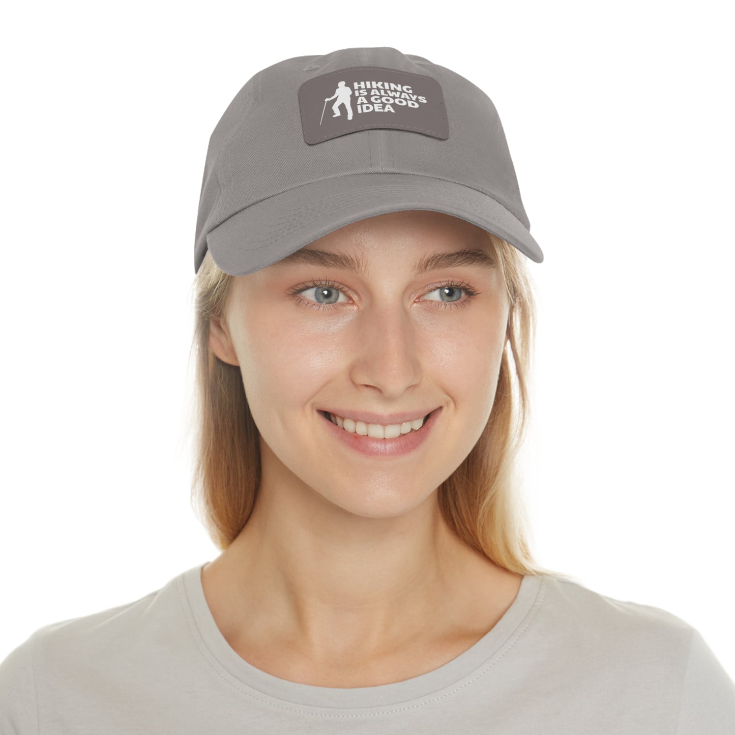 Hiking Is Always A Good Idea Dad Hat with Leather Patch (Rectangle)