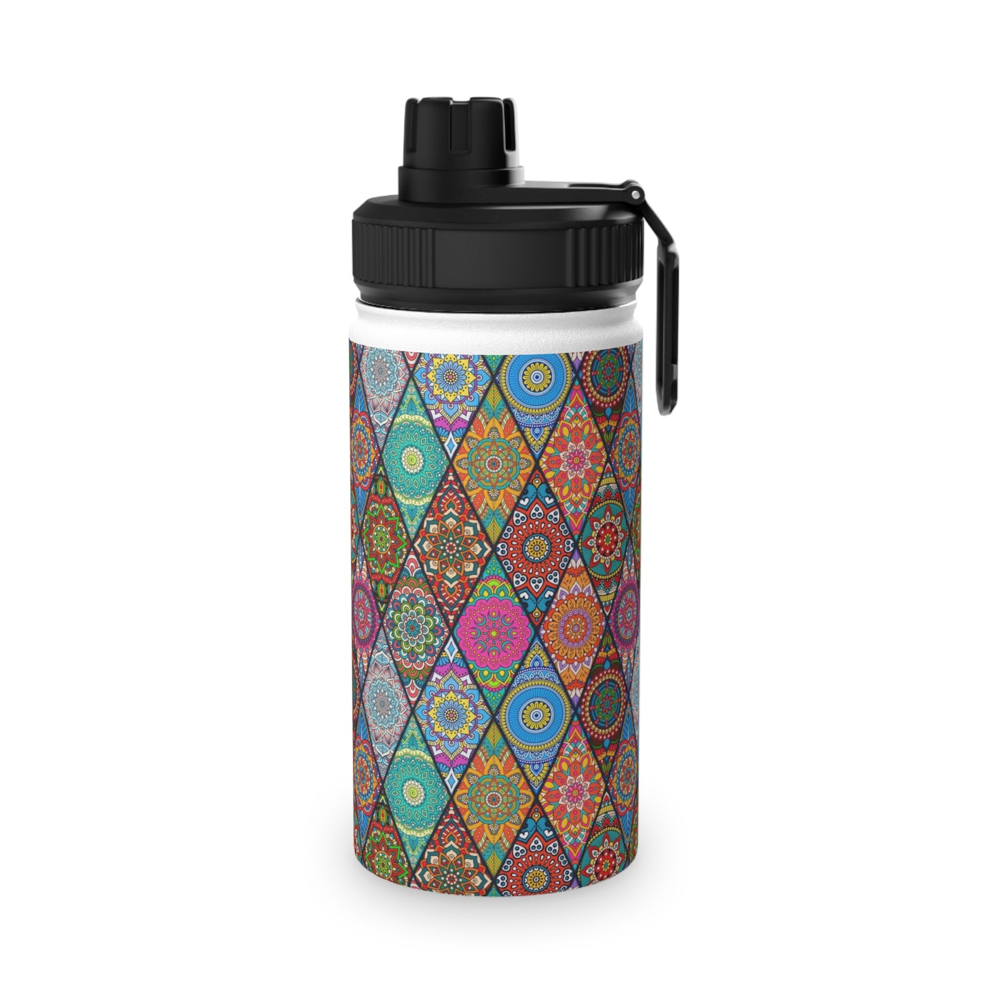 Mandala Argyle Stainless Steel Water Bottle, Sports Lid