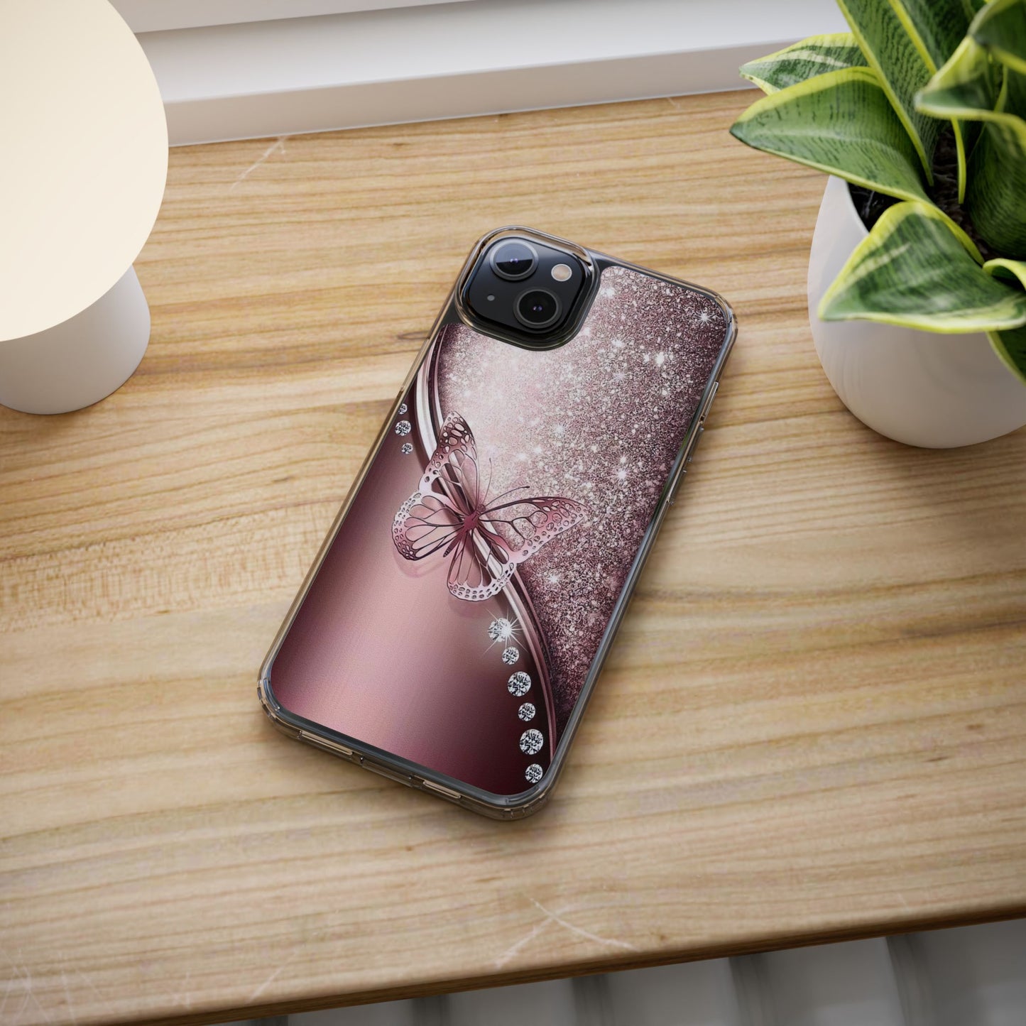 Elegant Butterfly Clear Case, Stylish Transparent Protective Cover for Women